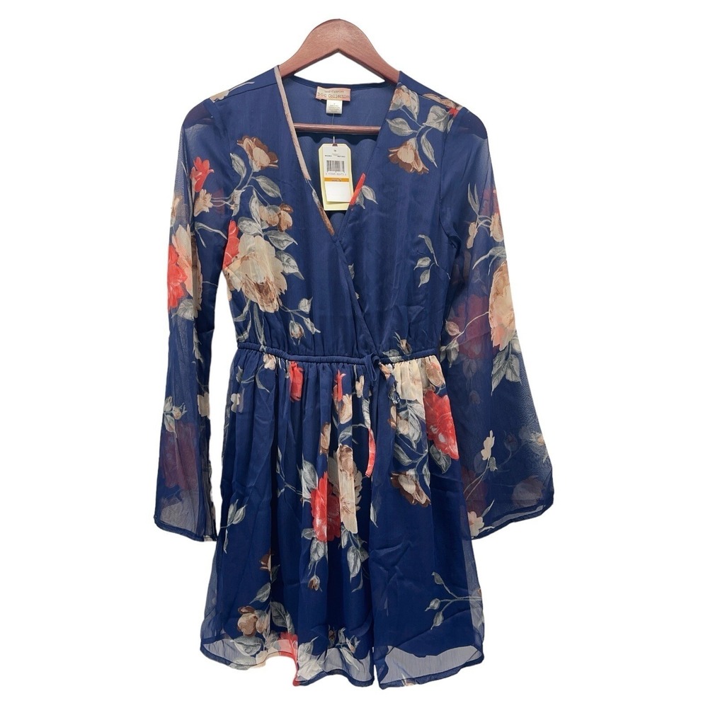 B.O.G Band Of Gypsies Women's Small‎ Blue Floral Print Sundress Dress